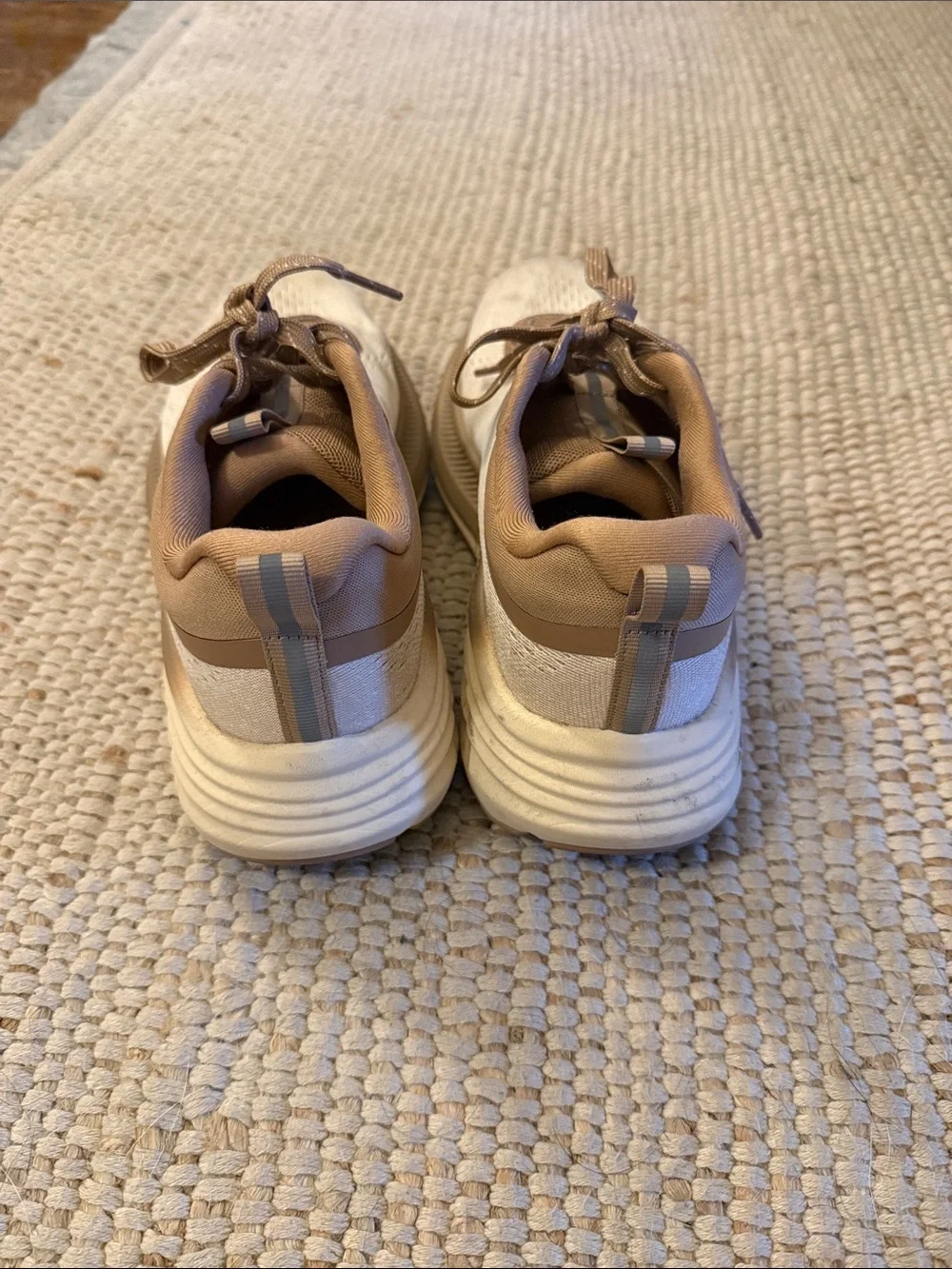 Cream and Tan Athletic Sneakers - wide toe box